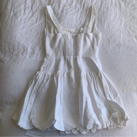 NWT Reformation Delia Linen Sleeveless Bubble Hem Mini Dress White - Picture 12 of 14